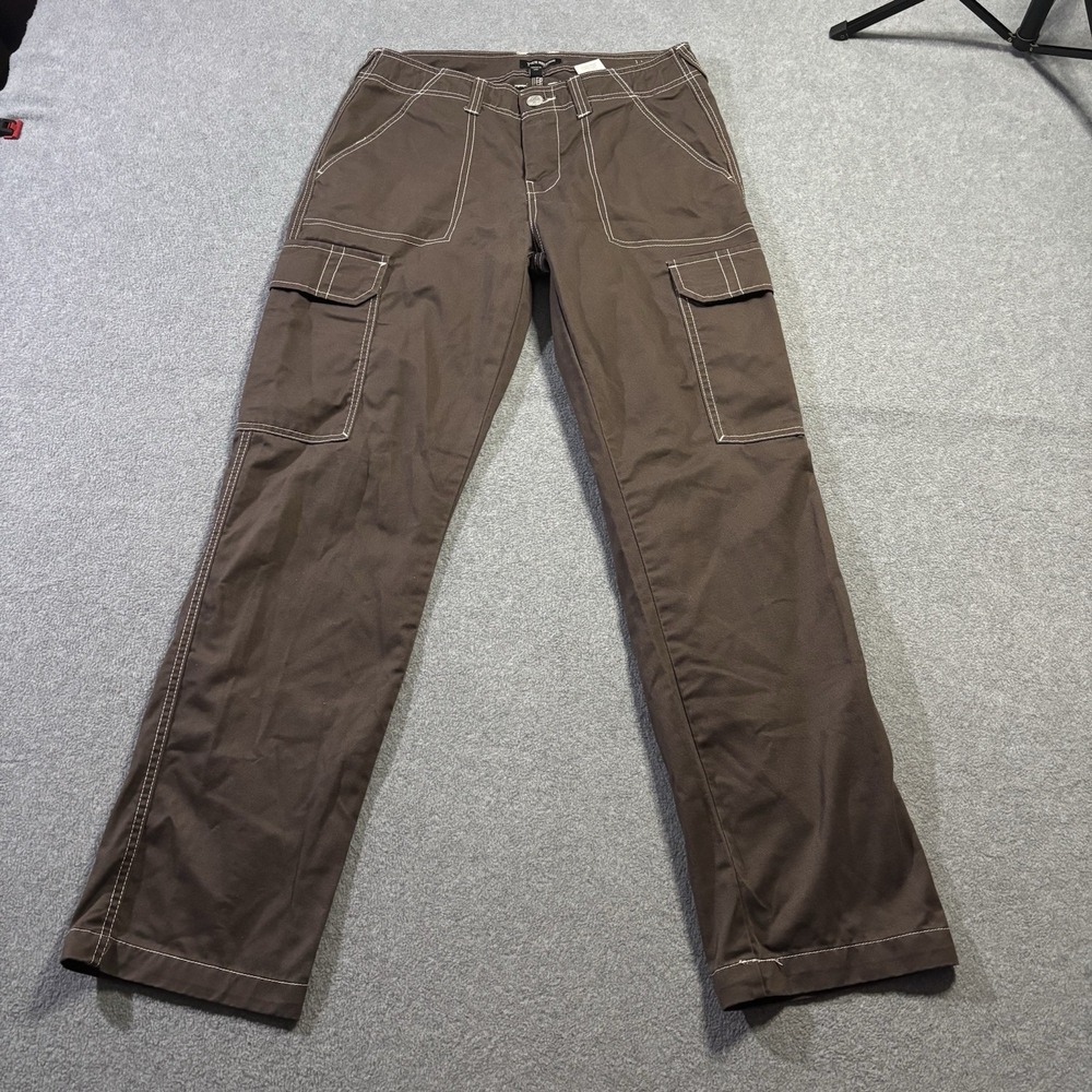 True Religion Bobby Baggy Cargo Pants Mens Brown Contrast Stitch Size 30 30.5x31